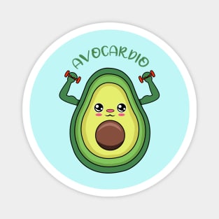 AVOCARDIO, cute avocado  lifting weights Magnet